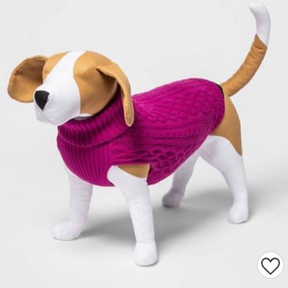 Dog and Cat Cableknit Sweater - Berry - Size Medium - Picture 1 of 5
